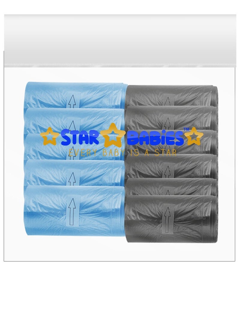 STAR BABiES Star Babies - Combo Pack of 2- Scented Bag Pack of 10 (150 Bags)- Blue and Black  - Image 1