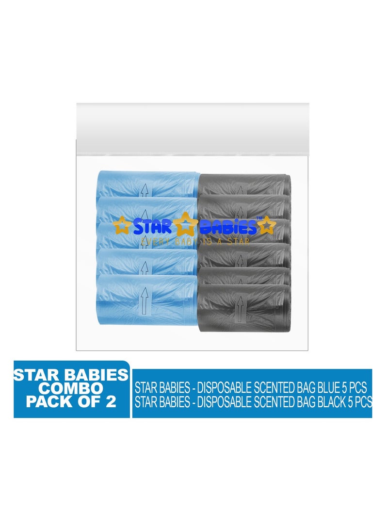 STAR BABiES Star Babies - Combo Pack of 2- Scented Bag Pack of 10 (150 Bags)- Blue and Black  - Image 2