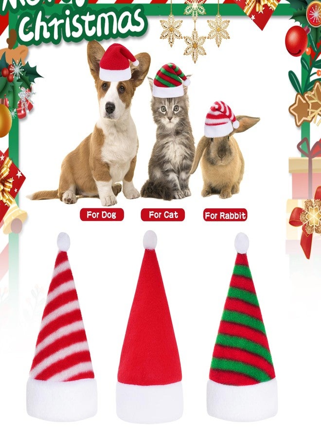 Jmkcoz 6 Pieces Pet Cat Dog Christmas Santa Hat Holiday Party Cute Costumes for Puppy Kitten Christmas Cosplay Dress Up Supplies (Striped) - Image 3