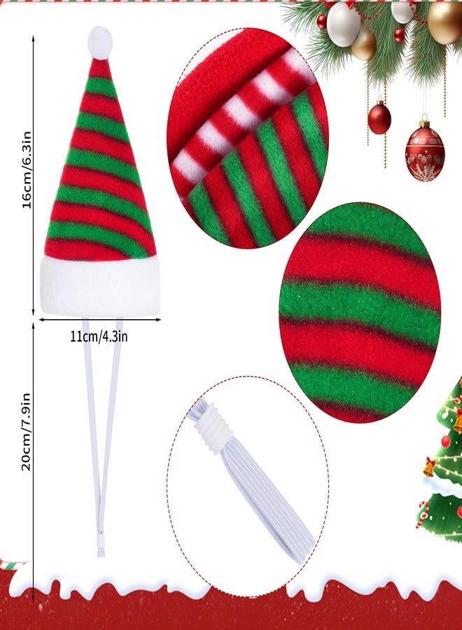 Jmkcoz 6 Pieces Pet Cat Dog Christmas Santa Hat Holiday Party Cute Costumes for Puppy Kitten Christmas Cosplay Dress Up Supplies (Striped) - Image 2