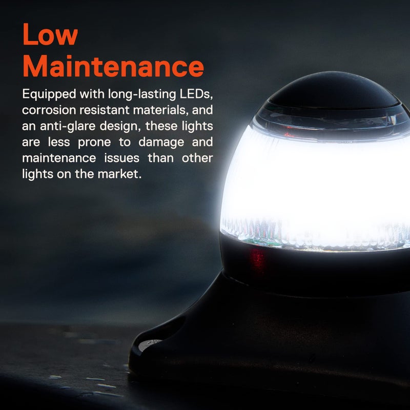 ONLINE LED STORE TRUE MODS 12-24V White LED Marine Navigation Anchor All-Round Boat Light [USCG ABYC A-16 3NM] [Waterproof] 3 Nautical Mile Surface Mount Top Rear Stern Light for Fishing Yacht Sailboat - Image 4