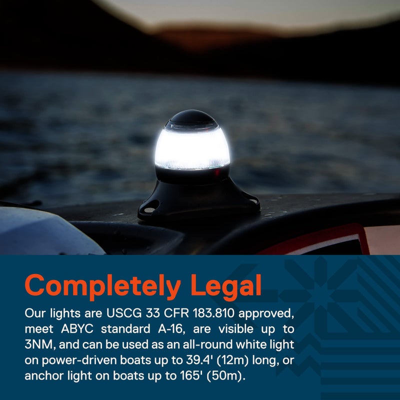 ONLINE LED STORE TRUE MODS 12-24V White LED Marine Navigation Anchor All-Round Boat Light [USCG ABYC A-16 3NM] [Waterproof] 3 Nautical Mile Surface Mount Top Rear Stern Light for Fishing Yacht Sailboat - Image 3