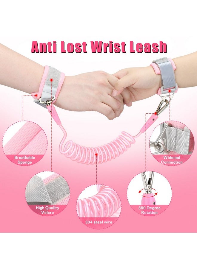 FITARTS Toddlers Leash + Anti Lost Wrist Link Child Kids Safety Harness Kids Walking Wristband Assistant Strap Belt For Girl Pink Christmas Gift (Pink2)  - Image 4