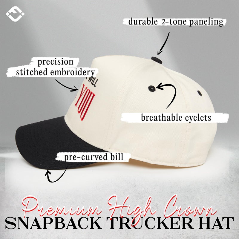 Funky Junque Two-Tone Canvas Snapback Baseball Cap - My Wife Will Kill You - Black/Beige - Image 3