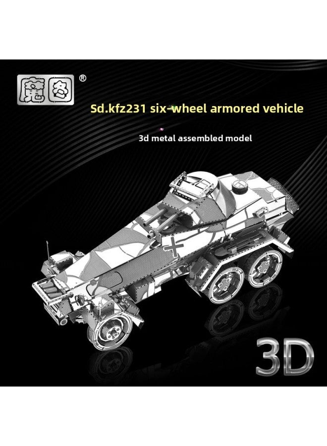 هونغ كونغ نانيوان 3D نموذج معدني مجمع DIY لغز الكنيسة المنتقمون دراجة نارية كهربائية على الطرق الوعرة بناء المركبات - اللون: مركبة مدرعة ذات ست عجلات - Image 1