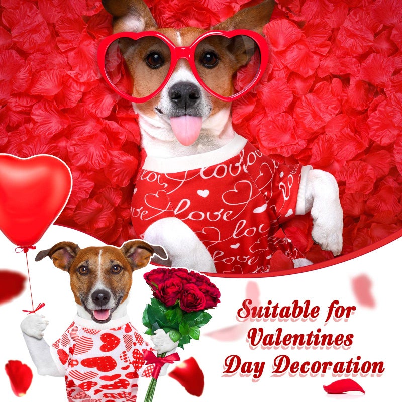 Sanwuta 6 Pack Valentines Dog Pajamas Bulk Red Pink Heart Pattern Dog Valentines Holiday Outfit Clothes Jumpsuit Costumes for Boys Girls Puppy Cat Party Cosplay(Medium) - Image 2