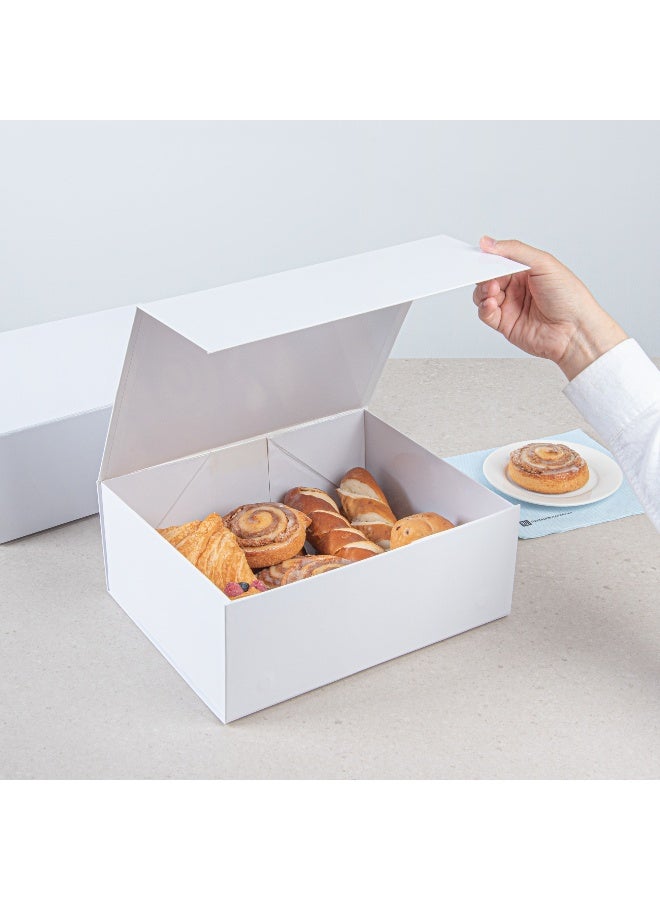 Restaurantware 12 x 10 x 5 Inch Magnetic Gift Boxes, 10 Sturdy Collapsible Gift Boxes - For Groomsman And Bridesmaid Proposals, Built-In Lid, White Paper Luxury Storage Boxes, Grease-Resistant - Image 5