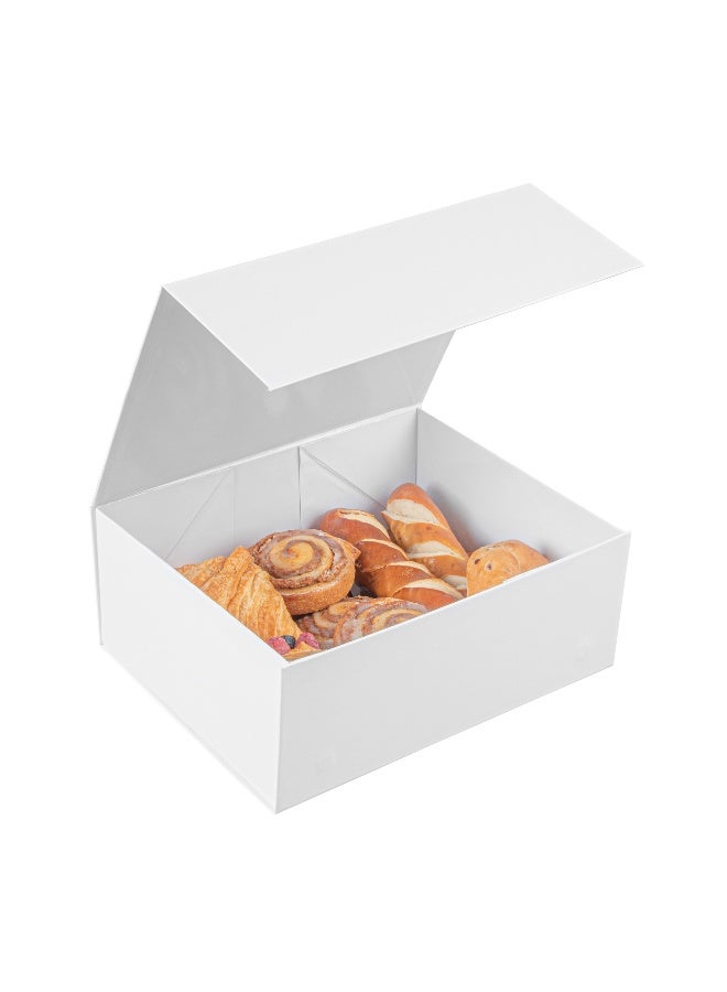 Restaurantware 12 x 10 x 5 Inch Magnetic Gift Boxes, 10 Sturdy Collapsible Gift Boxes - For Groomsman And Bridesmaid Proposals, Built-In Lid, White Paper Luxury Storage Boxes, Grease-Resistant - Image 2