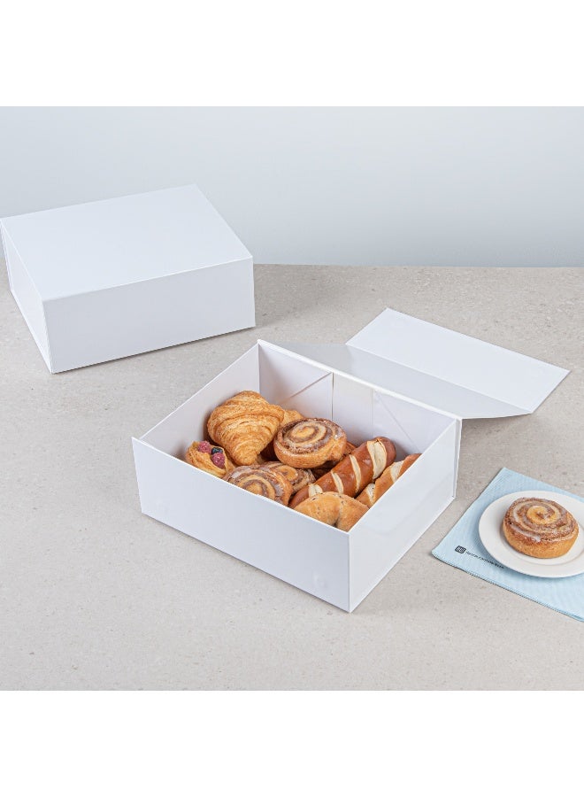 Restaurantware 12 x 10 x 5 Inch Magnetic Gift Boxes, 10 Sturdy Collapsible Gift Boxes - For Groomsman And Bridesmaid Proposals, Built-In Lid, White Paper Luxury Storage Boxes, Grease-Resistant - Image 3