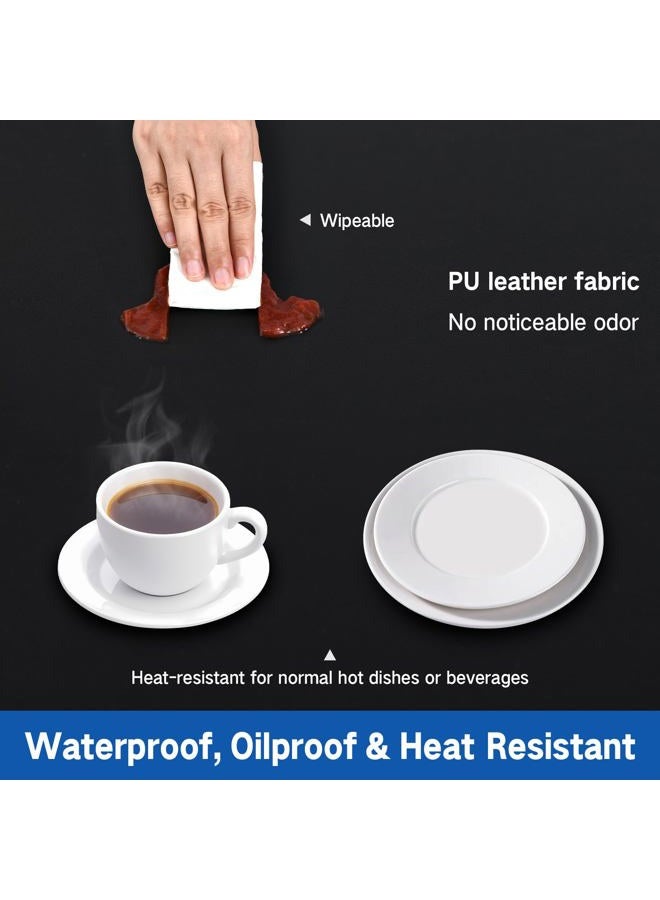 Nacuci PU Waterproof and Oilproof Fitted Tablecloth Elastic Stretch Table Cover, Wipeable Square Table Cloth for Kitchen, Dining, Picnic, Party, Indoor and Outdoor (Black, 34"x34") - Image 3