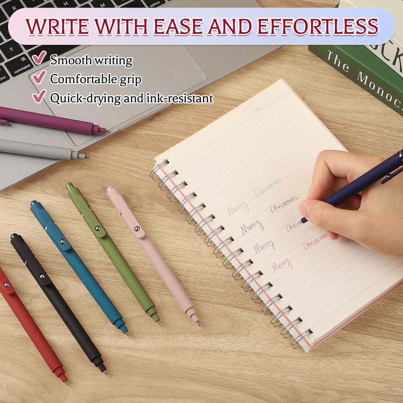 Thboxes 8Pcs Gel Pens for Journaling, 0.5mm Fine Tip Retractable Colored Pens - Smooth Writing for Note Taking, Office & School Supplies, Journaling Supplies for Women Teachers Kids - Image 3