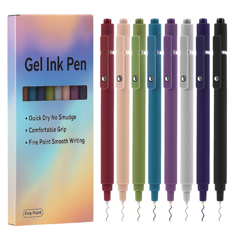 Thboxes 8Pcs Gel Pens for Journaling, 0.5mm Fine Tip Retractable Colored Pens - Smooth Writing for Note Taking, Office & School Supplies, Journaling Supplies for Women Teachers Kids - Image 1