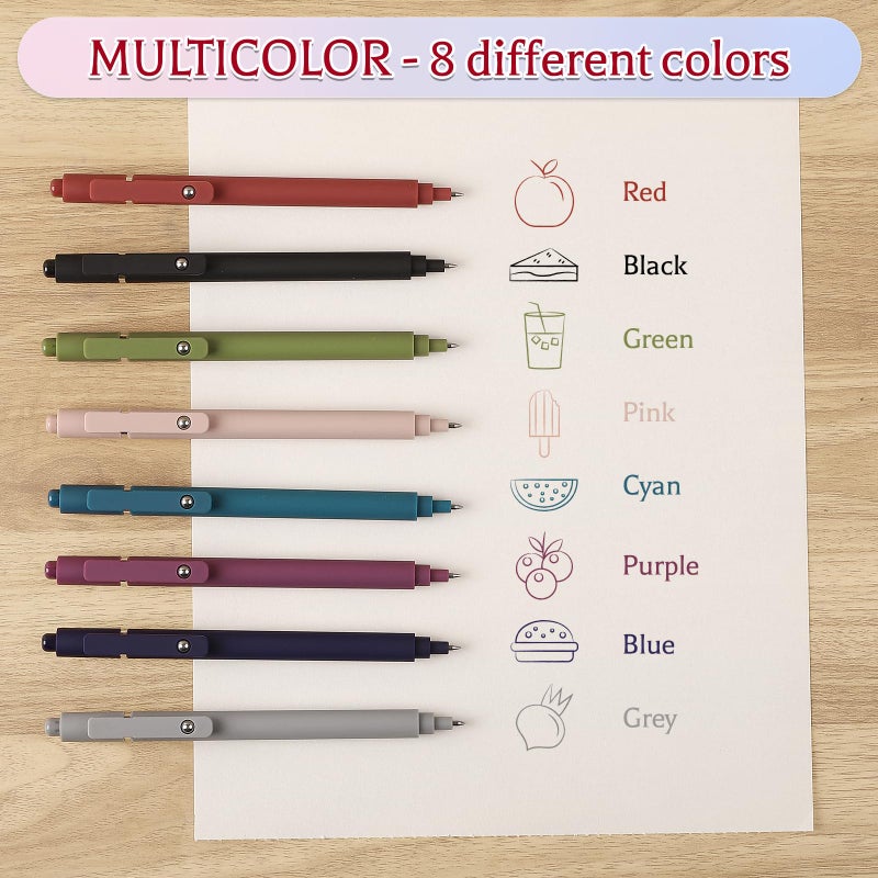 Thboxes 8Pcs Gel Pens for Journaling, 0.5mm Fine Tip Retractable Colored Pens - Smooth Writing for Note Taking, Office & School Supplies, Journaling Supplies for Women Teachers Kids - Image 4