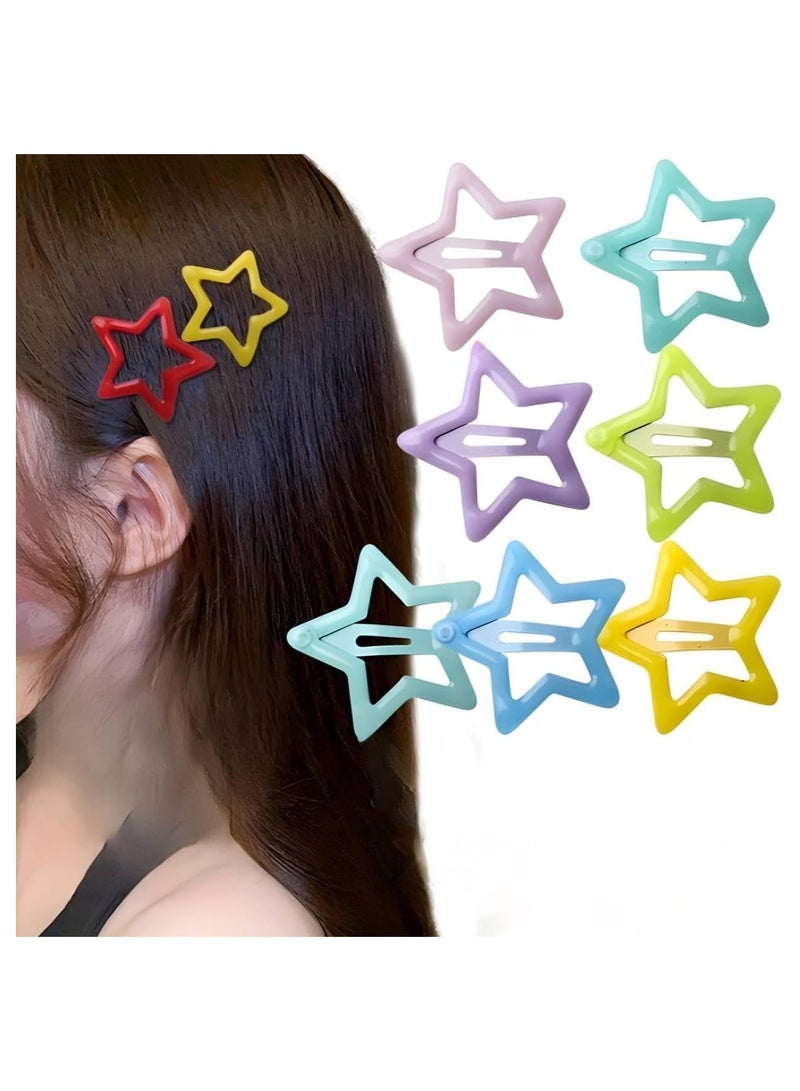 Spaceshoop 6 Pcs Colorful Star Shape Glitter Metal Snap Hair Clips Girls Cute Barrettes Hair Clips Hair Accessories - Image 1