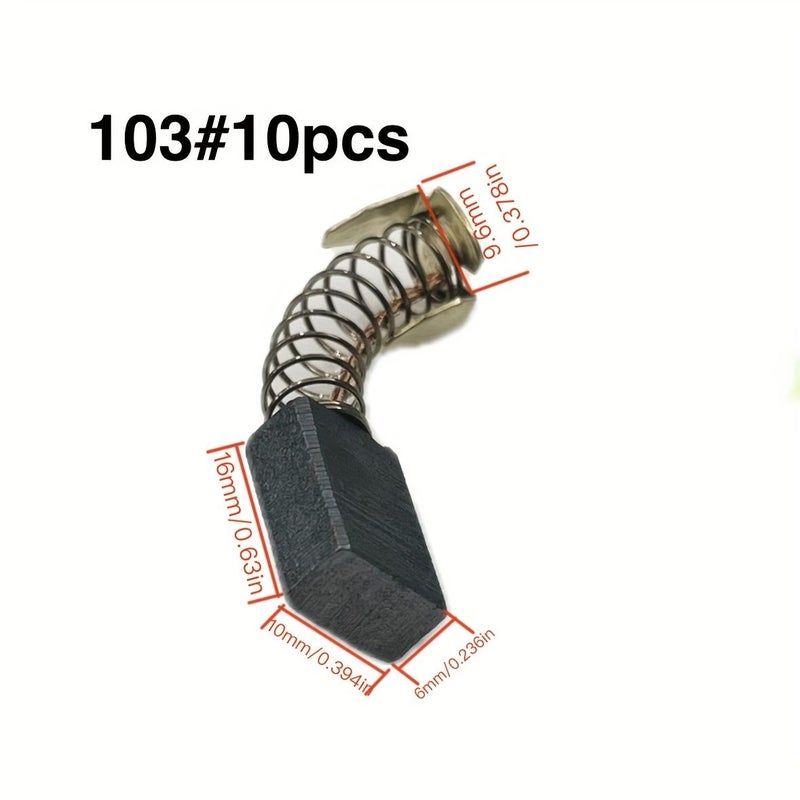 10 Pack Ultra Durable Long Carbon Brushes 6x10x16mm 0.236x0.394x0.63in For Electric Pick Hammer And Sander Motor Power Tools - Image 2