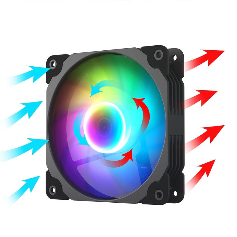 Vetroo 3-Pack Computer Case Fan 120mm Address RGB & PWM Cooling Fans High Performance with Controller Hub - Black - Image 2