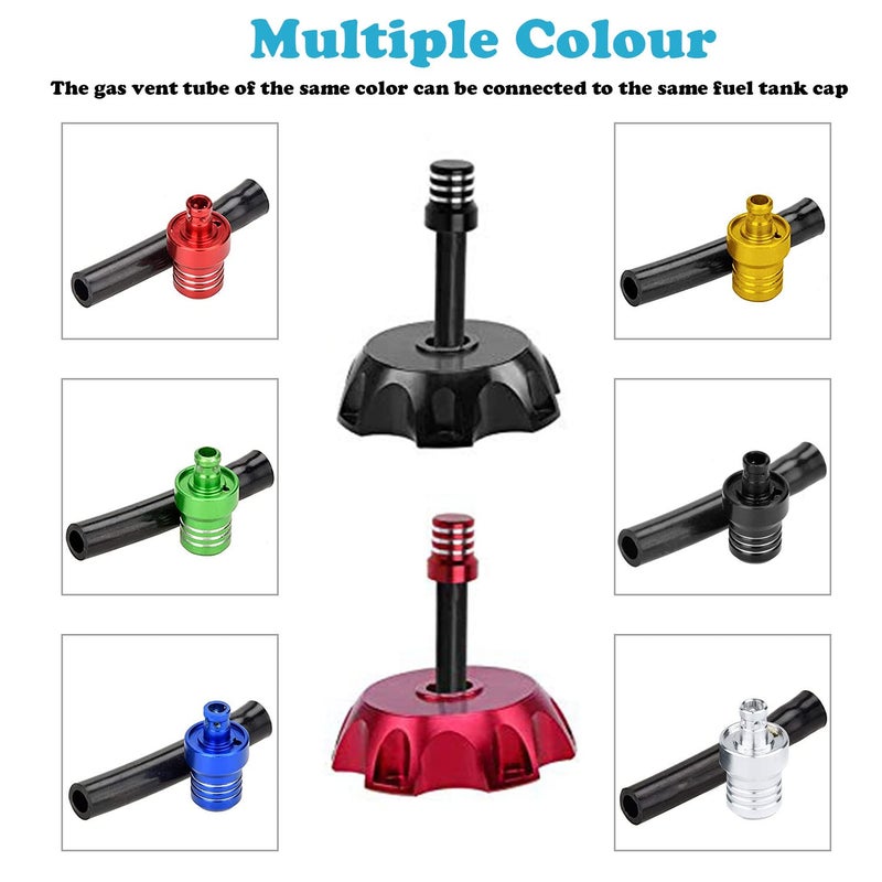 APPYU 2Pcs ATV Gas Tank Vent Hose Air Vent Hose Gas Fuel Cap Universal CNC Tank Valve Vent Tube with Check Ball Aluminum Breather for YZ80 YZ85 YZ125 YZ250 YZ250F YZ400F YZ426F YZ450F Blue - Image 3