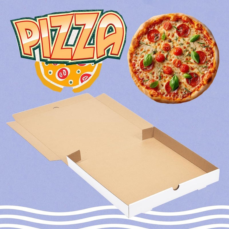 JJO 14X14X2 Inch 10 Pack Corrugated Pizza Boxes,Heavy Duty Cardboard Pizza Boxes,Disposable White Boxes for Cookie,Pies,Party Favors and Crafts - Image 3