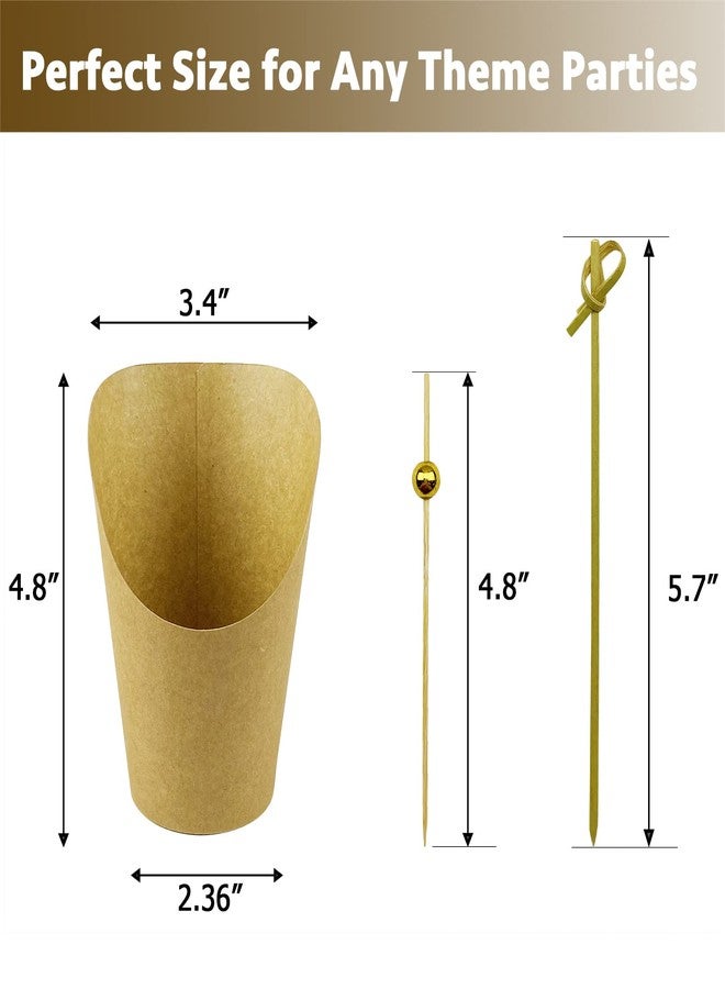 CAMKYDE [50 cups + 200 picks] 14 oz Disposable Charcuterie Cups with Sticks (Brown) - Image 3