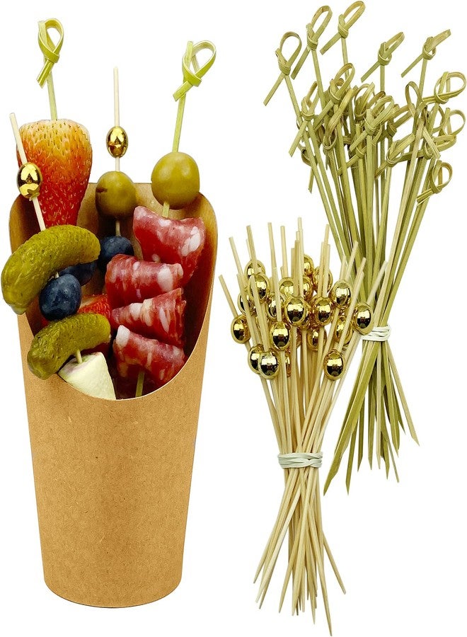 CAMKYDE [50 cups + 200 picks] 14 oz Disposable Charcuterie Cups with Sticks (Brown) - Image 1