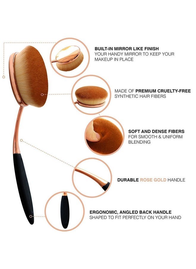 Yoseng - Makeup Brushes Set 10Pcs Professional Oval Toothbrush Foundation Cream Contour Powder Blush Conceler Eyeliner Blending Brush New Fashionable Super Soft Cosmetic Brushes Tool With Box(Rose Gold) - Image 1
