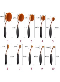 Yoseng Makeup Brushes Set 10Pcs Professional Oval Toothbrush Foundation Cream Contour Powder Blush Conceler Eyeliner Blending Brush New Fashionable Super Soft Cosmetic Brushes Tool With Box(Rose Gold)  - Image 3