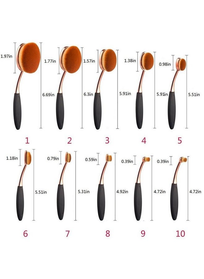 Yoseng - Makeup Brushes Set 10Pcs Professional Oval Toothbrush Foundation Cream Contour Powder Blush Conceler Eyeliner Blending Brush New Fashionable Super Soft Cosmetic Brushes Tool With Box(Rose Gold) - Image 1