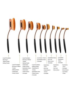 Yoseng Makeup Brushes Set 10Pcs Professional Oval Toothbrush Foundation Cream Contour Powder Blush Conceler Eyeliner Blending Brush New Fashionable Super Soft Cosmetic Brushes Tool With Box(Rose Gold)  - Image 2