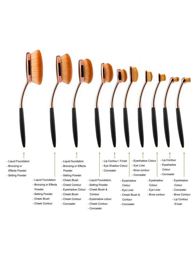 Yoseng - Makeup Brushes Set 10Pcs Professional Oval Toothbrush Foundation Cream Contour Powder Blush Conceler Eyeliner Blending Brush New Fashionable Super Soft Cosmetic Brushes Tool With Box(Rose Gold) - Image 1