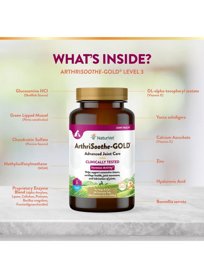 NaturVet NaturVet ArthriSoothe-GOLD Level 3 Advanced Joint Care | Clinically Tested to Support Connective Tissue, Cartilage Health & Joint Movement | Enhanced with Glucosamine, MSM, Chondroitin & Green Lipped Mussel | For Dogs & Cats | 90 Chewable Tab  - Image 5