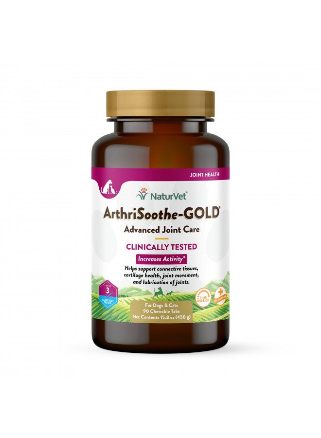 NaturVet NaturVet ArthriSoothe-GOLD Level 3 Advanced Joint Care | Clinically Tested to Support Connective Tissue, Cartilage Health & Joint Movement | Enhanced with Glucosamine, MSM, Chondroitin & Green Lipped Mussel | For Dogs & Cats | 90 Chewable Tab  - Image 1
