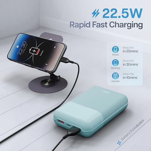 Geonix Helio C200 Power Bank 20000mAh | 22.5W Fast Charging Power Bank |Slim | Dual USB & Type-C Outputs + Extra Type-C Port | High Capacity Portable Charger, 1 Year Warranty, Blue - Image 2