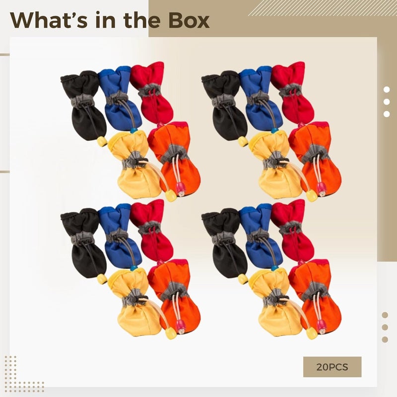 Pet Dog Shoes Soft 20 Pcs Small Waterproof Dog Snow Boots, Lining Breathable with, Fit Easy Touch Fastener Anti-Slip Adjustable, and Cats Ideal for Small Dogs - Image 5