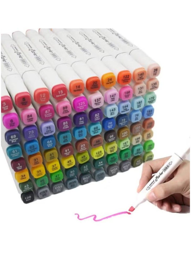 80 Colors Alcohol Markers Dual Tips Permanent Art Markers Pen for Kids & Adult, Alcohol-Based Highlighter Pen Sketch Markers for Painting, Coloring, Sketching and Drawing 