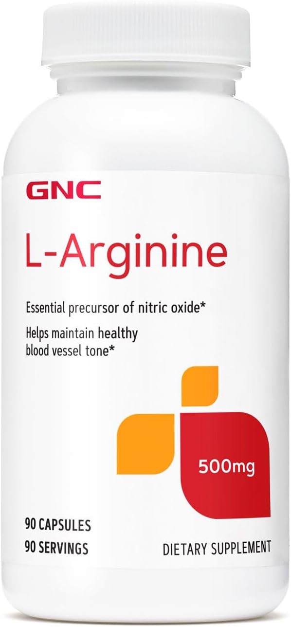 GNC L Arginine 500mg Supplement Supports Healthy Blood Vessel Tone 90 Servings - Image 1