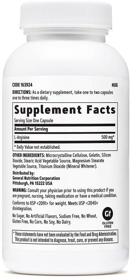 GNC L Arginine 500mg Supplement Supports Healthy Blood Vessel Tone 90 Servings - Image 2