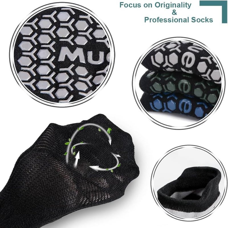 Muezna Men's Non-Slip Yoga Socks, Anti-Skid Pilates, Barre, Bikram Fitness Hospital Slipper Socks with Grips - Image 5