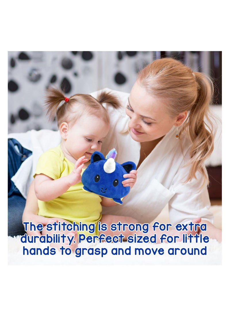 SYOSI Reversible Teddy Cat Toys Mood Toys Stuffed Animal Lovely Plushies Gifts for Girls, Boys and Adults (Blue, Yellow)  - Image 2