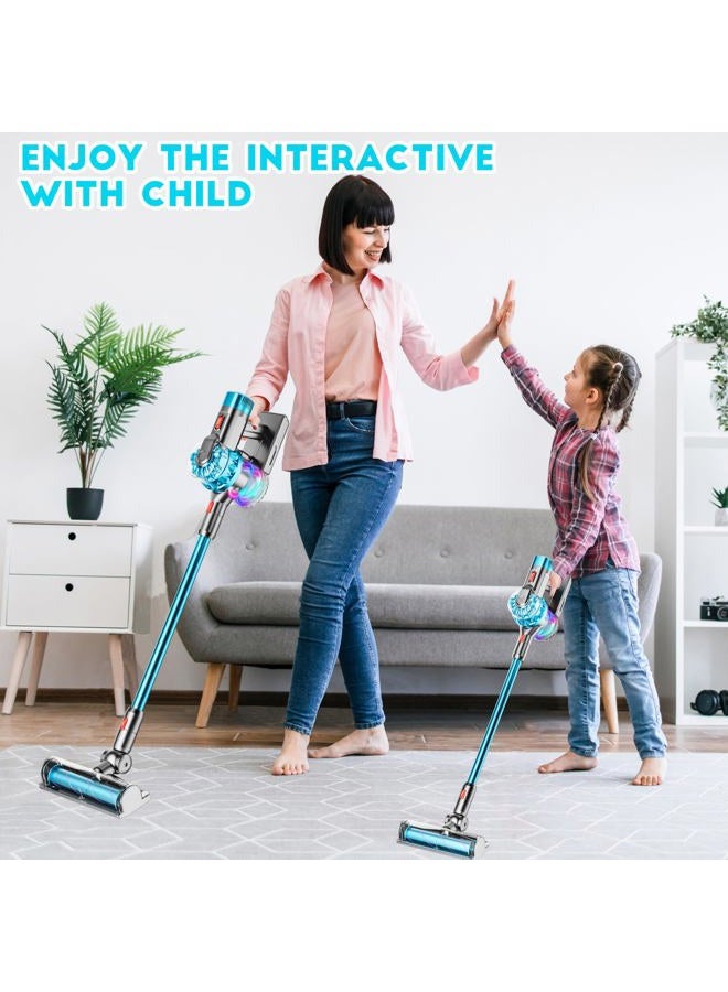 BLAXTEM 4-in-1 Kids Vacuum That Really Works, Toddler Pretend Play Cleaning Toy Set with Real Suction, Toys Working Cleaner Birthday Idea for 3 4 5 6 7+ Year Girl Boy (Cyan) - Image 5