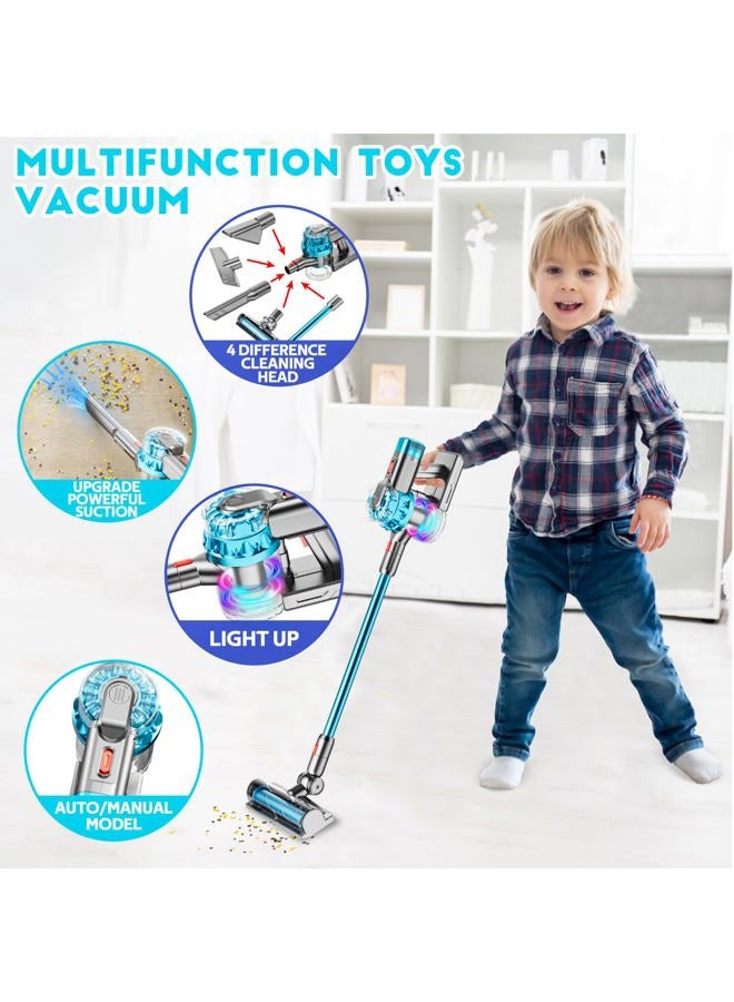 BLAXTEM 4-in-1 Kids Vacuum That Really Works, Toddler Pretend Play Cleaning Toy Set with Real Suction, Toys Working Cleaner Birthday Idea for 3 4 5 6 7+ Year Girl Boy (Cyan) - Image 3