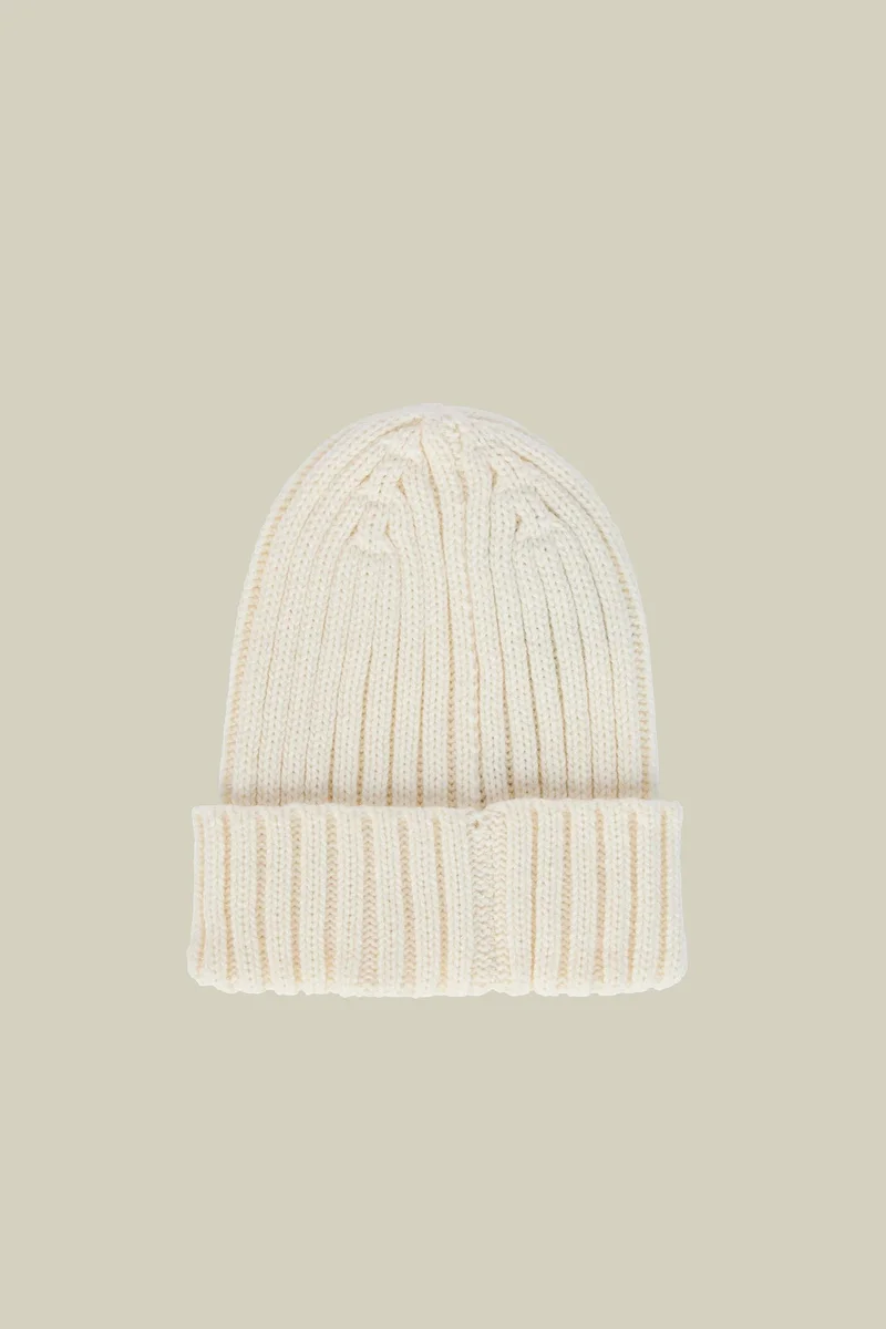 دوبل غانغر Men's ribbed knit hat in a wool blend - Off White