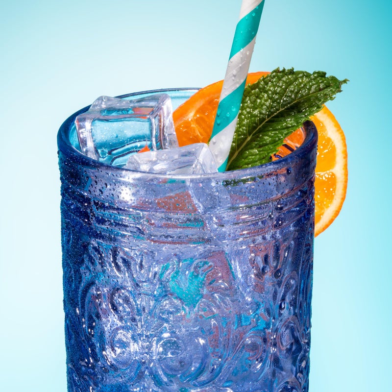 Godinger Highball Drinking Glasses, Tall Glass Cups Vintage Design - Jax Collection, Blue, Set of 4 - Image 3