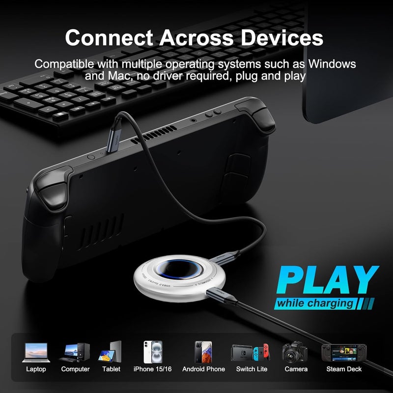 Fikwot FP108 500GB External Portable SSD - Up to 2050MB/s & Charge PD 100W Simultaneous Charging+Gaming - USB 3.2 Gen2x2 - Magnetic Ring - for Steam Deck, Switch, etc - Image 5