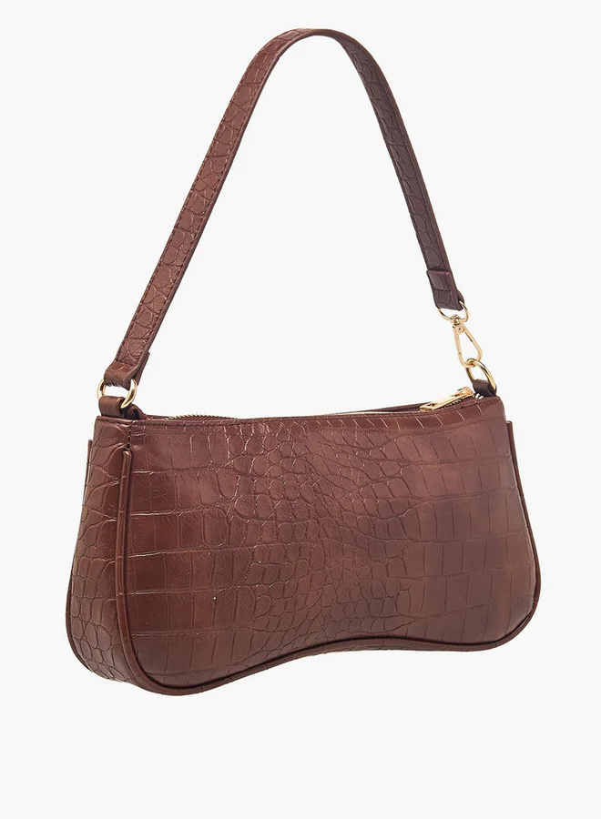 Flora Bella By Shoexpress Textured Shoulder Bag with Detachable Strap and Zip Closure