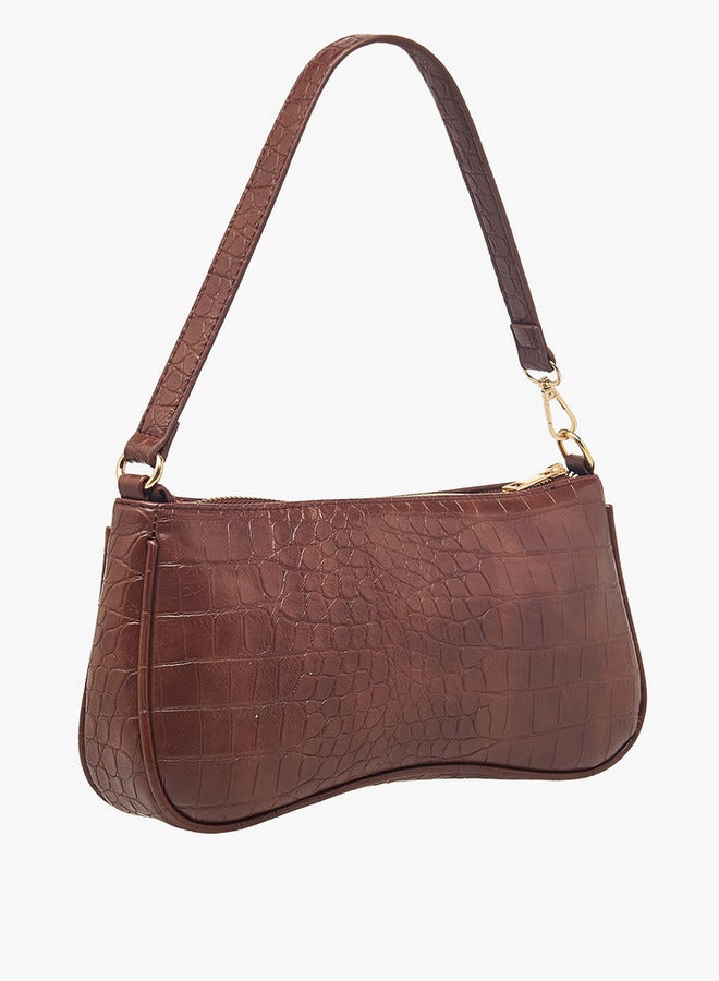 Flora Bella By Shoexpress Textured Shoulder Bag with Detachable Strap and Zip Closure  - Image 4