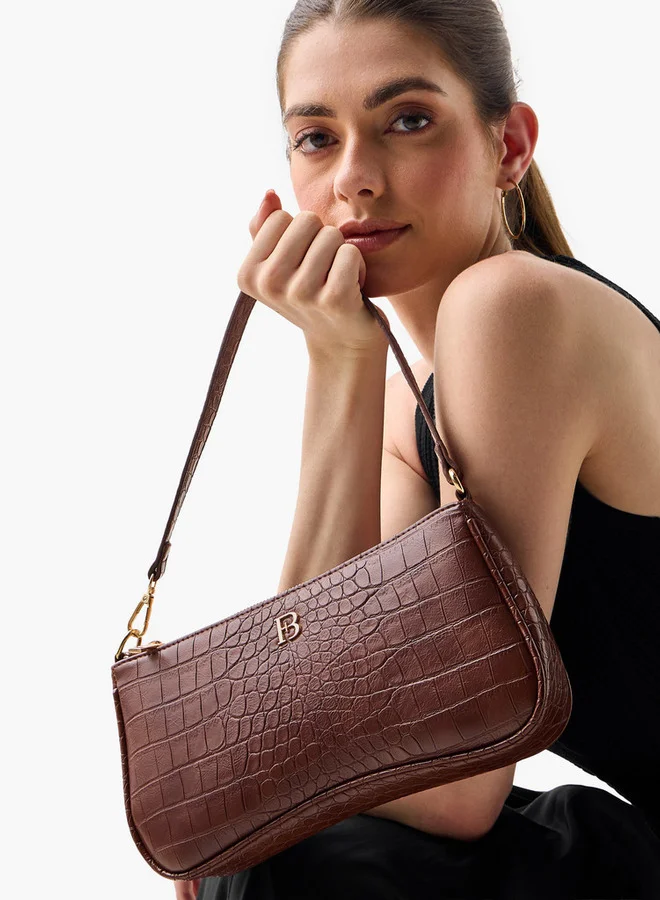 Flora Bella By Shoexpress Textured Shoulder Bag with Detachable Strap and Zip Closure