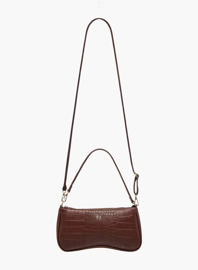 Flora Bella By Shoexpress Textured Shoulder Bag with Detachable Strap and Zip Closure