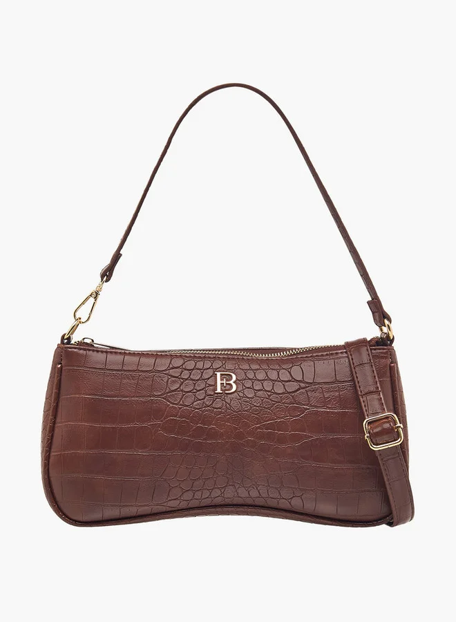 Flora Bella By Shoexpress Textured Shoulder Bag with Detachable Strap and Zip Closure