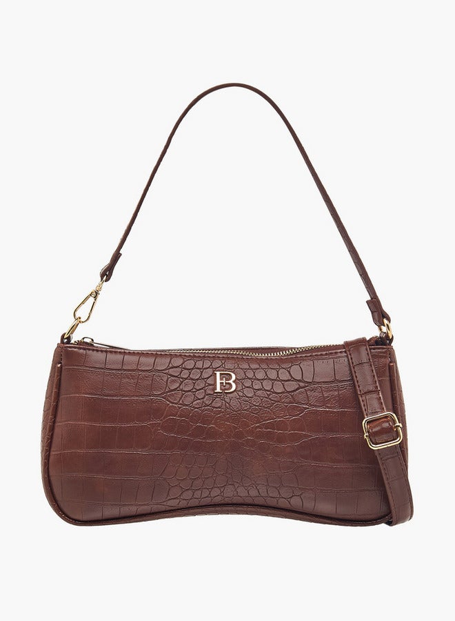 Flora Bella By Shoexpress Textured Shoulder Bag with Detachable Strap and Zip Closure  - Image 1