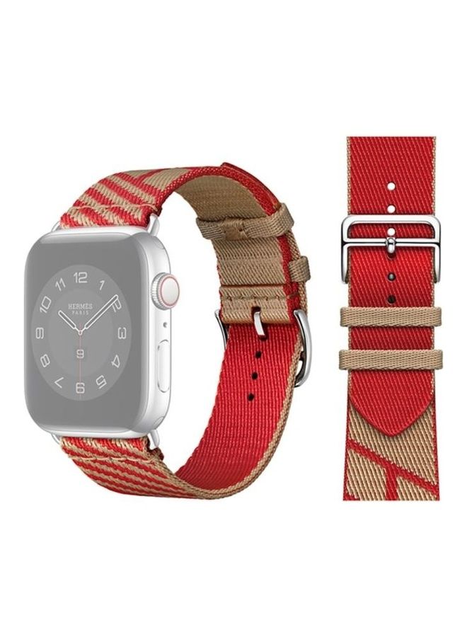 NIBEMINENT Replacement Watchband For Apple Watch Series 7/6/5/4/3/2/1/SE 42/44/45mm Beige/Red - Image 1